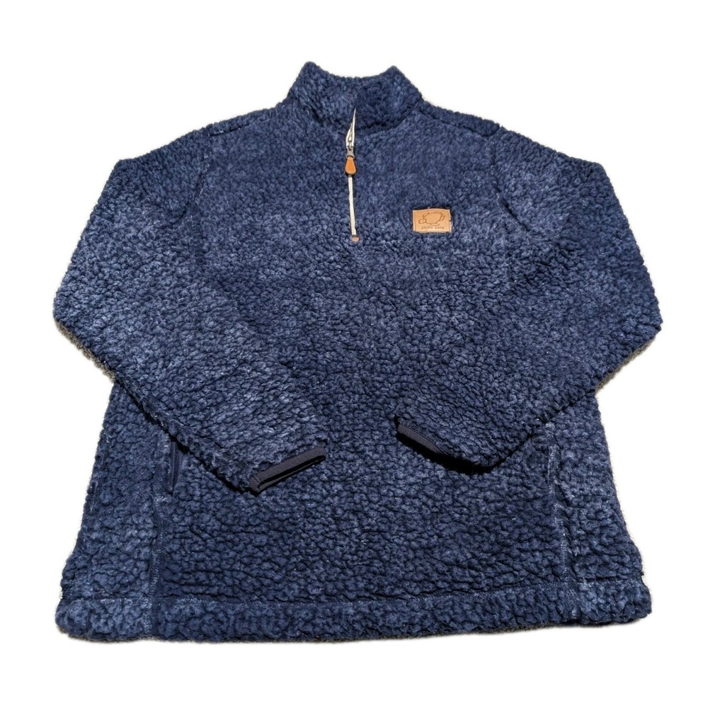 Shelly Cove Save Turtles Navy Sherpa‎ Fleece 1/4 Zip Pullover Women's Small